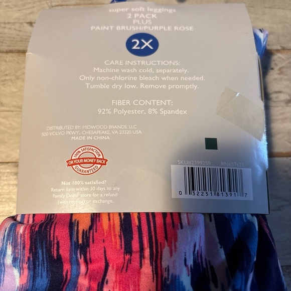 Just Be Plus Super Soft Leggings 2X & 3X Two Pack - Paint Brush & Purple Rose - Picture 3 of 16